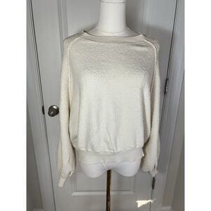 Free People Textured Oversized Found My Friend Sweater Cream Ivory XS